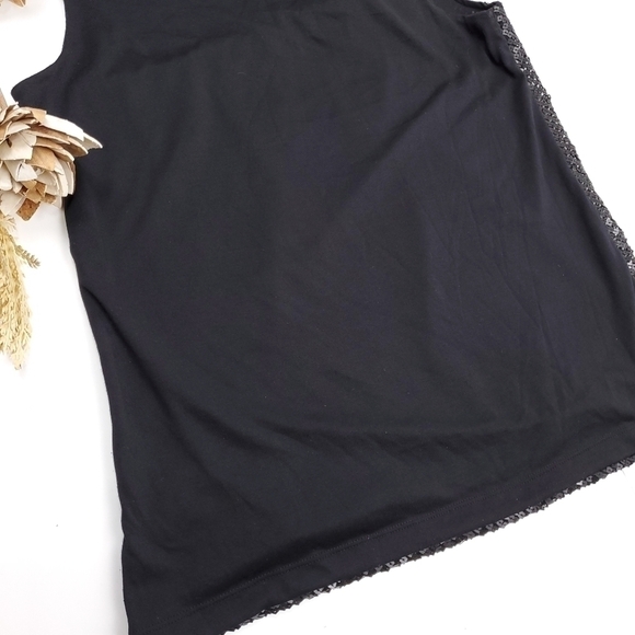 Talbots Charcoal Blk Soft Sequin Top Sz M - Picture 12 of 13